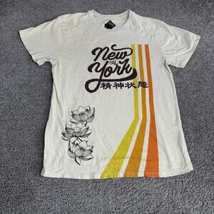 New York Lotus Shirt Mens Large White City Graphic Tee Original Gravity Top